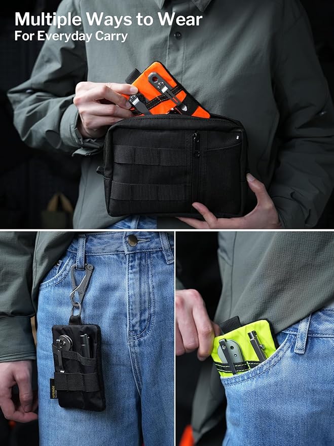 VIPERADE VE15 Small EDC Pouch, Pocket Organizer, EDC Pocket Pouch with DIY Patches Area, EDC Pocket Organizer Wallet for Cards, Small Tool Pouch for EDC Gears