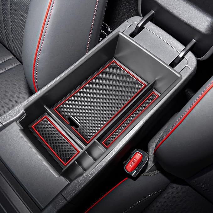 TACOBRO Center Console Organizer Compatible with Hyundai Sonata 2020 2021 2022 2023 Accessories, Sonata N-Line/Limited Insert Tray Secondary Storage Armrest Box ABS Red