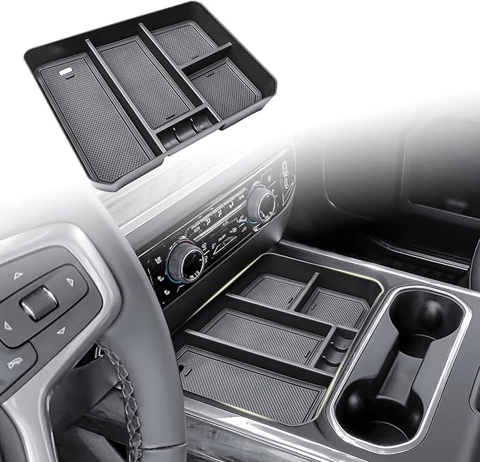 HGWEI Center Console Organizer Compatible with 2024-2026 Chevy Silverado 2500 HD/3500HD Interior Accessories, Armrest Compartment Divider Insert Storage Tray (Fit Full Console w/Bucket Seats Only)