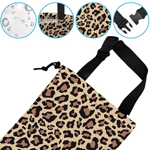 Car Trash Bag Hanging Brown Leopard Print Car Trash Can Waterproof Garbage Bag Hanging for Car Back Seat