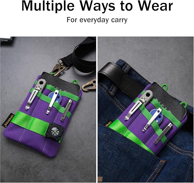VIPERADE VE1 Pocket Organizer, EDC Pouch for Men, EDC Organizer Storage EDC Gears, Multitool Pocket Pouch Hold Your Flashlight/Pocket Knife, Pen, Notebook
