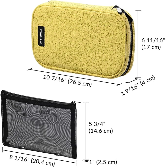 BYOOTIQUE Travel Makeup Brush Holder Bag Cosmetic Brush Organizer Rococo Yellow