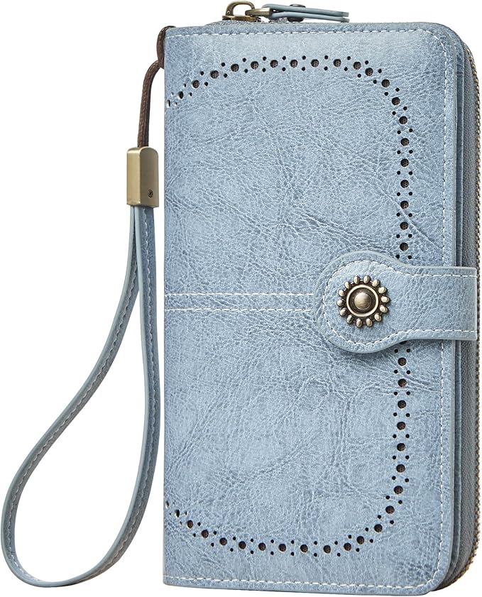 TFKGS Wallet for Women RFID Blocking Leather Large Capacity Card Holder Ladies Phone Clutch Travel Long Purse Wristlet | RFID Blocking, Leather, Large Capacity, Ladies, Travel