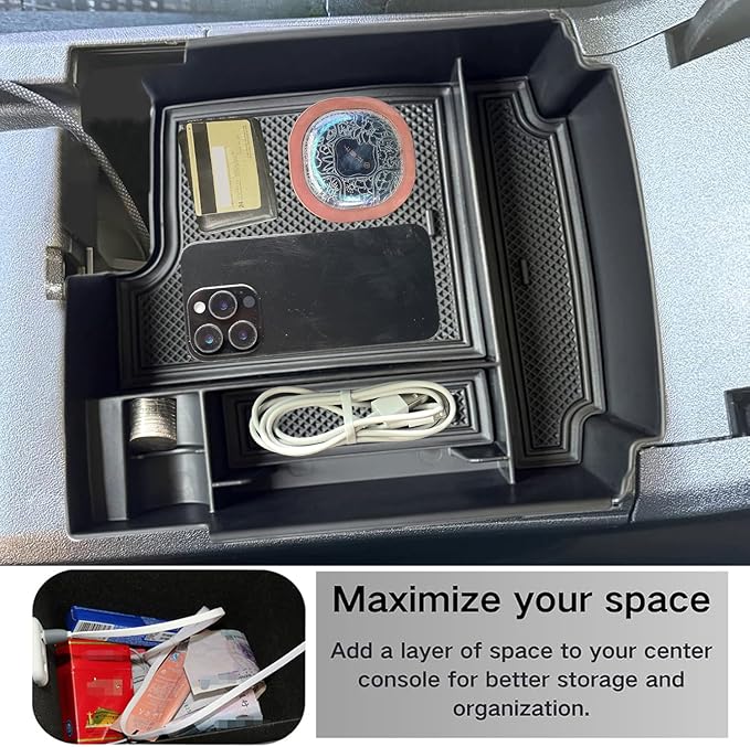 for Ford Bronco 2025 4-DOORS ONLY Interior Accessories Center Consoles Tray Organizer Armrest Storage Box Insert Container ABS Holder Cover (For 2025 Bronco 4-Doors ONLY)