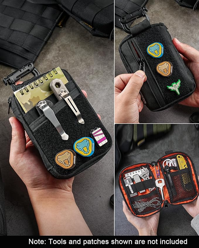 VIPERADE VE26 EDC Pouch Organizer with 11 Compartments, Small Tool Pouch with DIY Patches Area, EDC Pocket Organizer for Mutitools