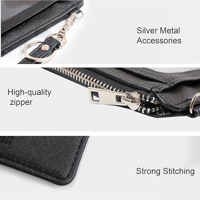 Small Wallets Woman Leather Credit Card Holder Slim Minimalist Front Pocket RFID Blocking Wallet for Women with Zipper Coin Purse（Black）