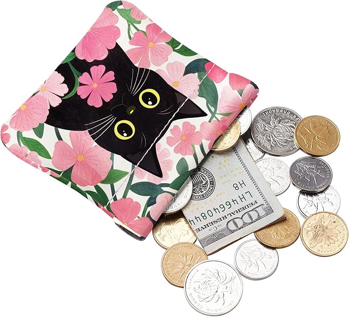 Travelambo Leather Squeeze Coin Purse Pouch Change Holder For Men & Women