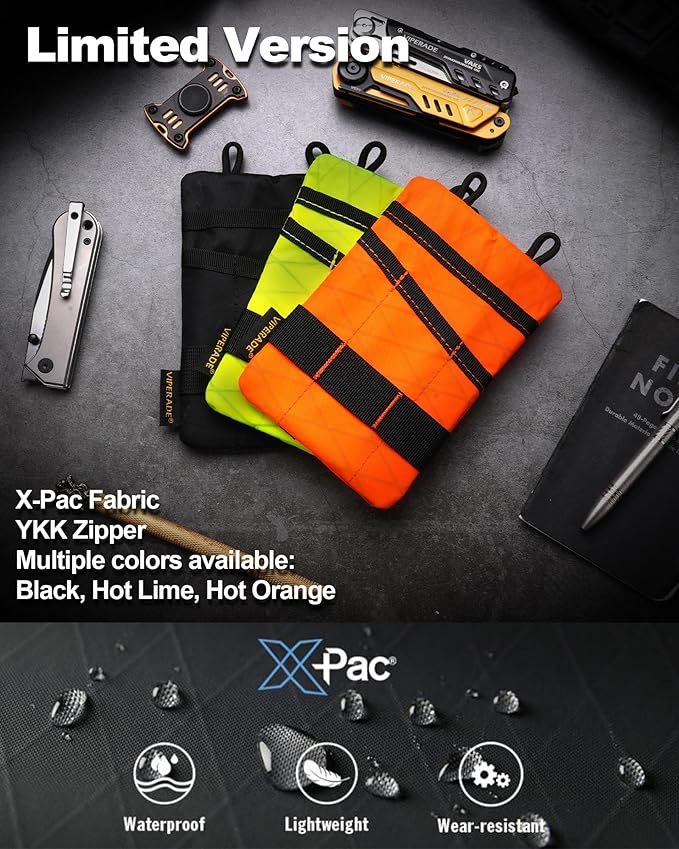 VIPERADE VE1 Pocket Organizer, EDC Pouch for Men, EDC Organizer Storage EDC Gears, Multitool Pocket Pouch Hold Your Flashlight/Pocket Knife, Pen, Notebook