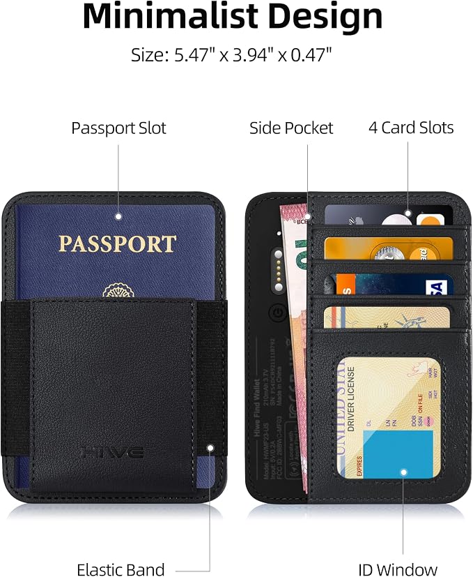 Passport Holder with Find My, RFID Leather Minimalist for Travel, Fit 4 Cards & 2 Passport