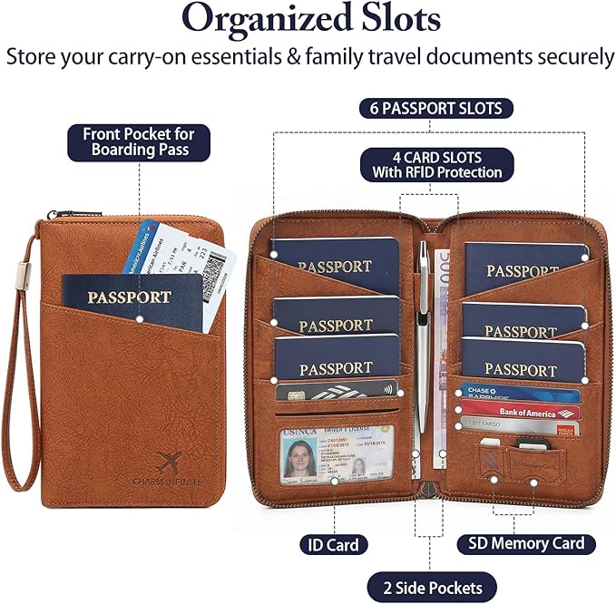 Family Passport Holder for Travel Women and Men RFID Passport Holder with Card Slots Holder Passport Case Passport cover Passport Wallet Travel Essentials and Accessories