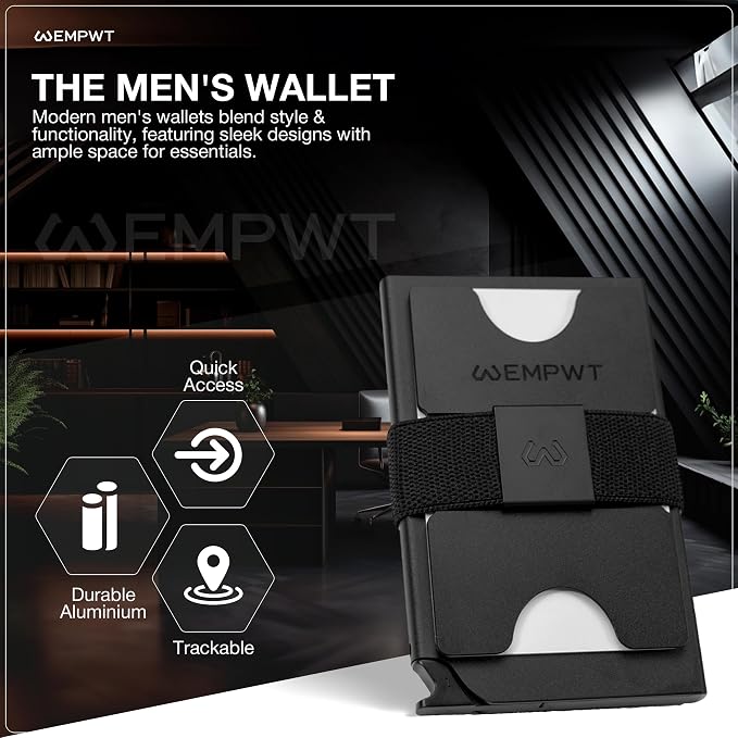 Aluminum Cardholder Wallet for Men-Metal Wallets with Advanced RFID Layer Protection | Slim & Minimalist Trendy Cardholder with Convenient Push Button for Quick Card Access (Black)