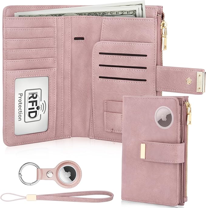 HUANLANG Passport Holder with Airtag for Women/Men, Airtag Passport Wallet for Travel Leather Passport Holder RFID Blocking,Travel Passport Walelt with Credit Card Holder