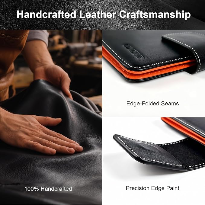 Passport Holder with Hidden AirTag Slot - RFID Blocking Leather Travel Wallet for Men & Women, Slim Anti-Loss Organizer