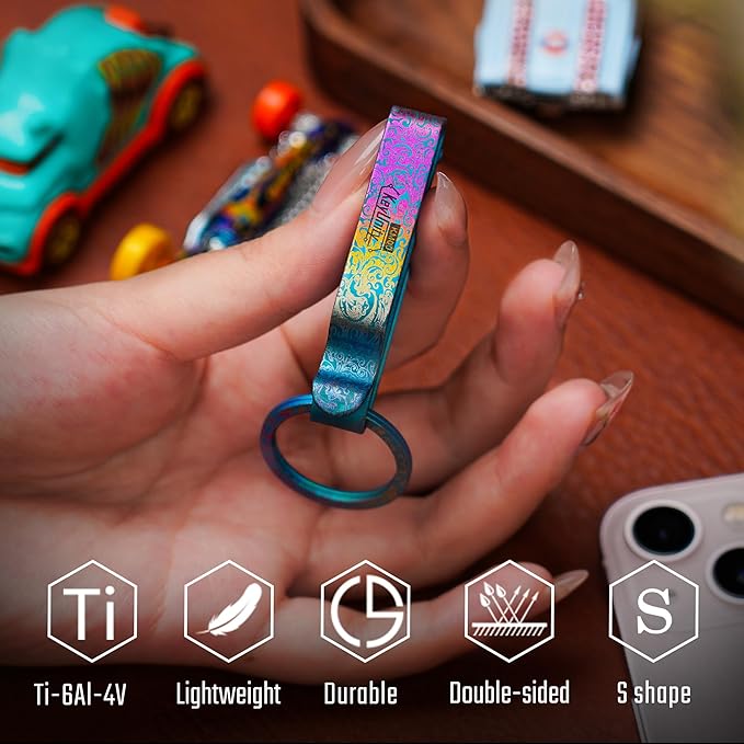 KeyUnity KM00 Titanium Belt Loop Keychain Clip Double Side Quick Release Key Holder with Detachable Key Ring