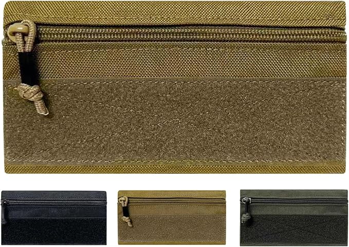 Tactical Admin Zipper Pouch with Hook and Loop, Carry On Bag Insert EDC Organizer Utility Storage Pocket Wallet for Snack Backpack Accessories Chest Ring