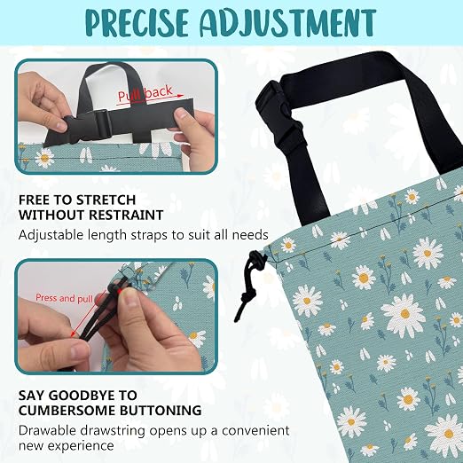 Car Garbage Bag Beautiful Blue Blooming Flowers Drawstring Car Trash Bag Hanging for Back Seat with Adjustable Buckle Canvas Vehicle Trash Can Easy-to-Install