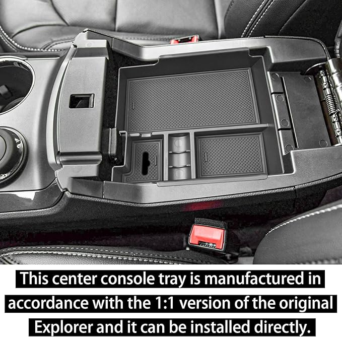 RUNROAD Center Console Insert Organizer Compatible with Ford Explorer 2012-2019 Accessories, Interior Armrest Secondary Storage Box ABS Materials Coin Holder Console Tray Storage Compartments, Black
