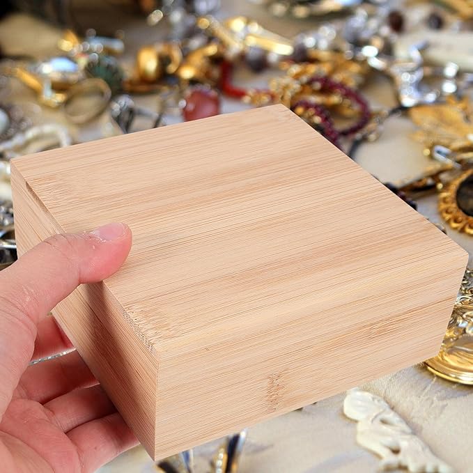 Wooden Desktop Organizer Box with Lid Storage Case for Home and Office Hand-polished Square Storage Bin Sleek Modern Design for Jewelry Cosmetics Stationery and Essentials