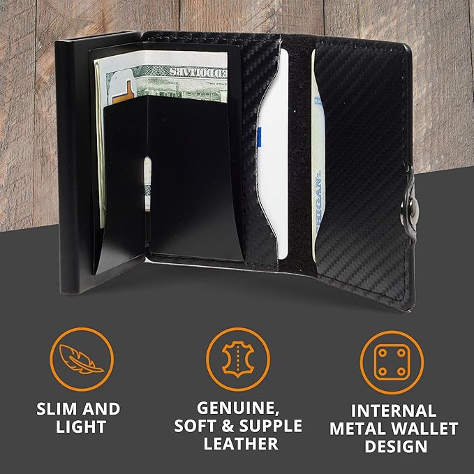 Conceal Plus Pop Up Wallet for Men – RFID Blocking Slim Metal Card Holder Wallet, Automatic Pop-Up Card Ejector, Minimalist Front Pocket Wallet, Holds Up to 10 Cards + Cash