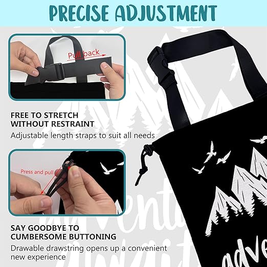 Adventure Awaits Car Garbage Bag Mountain and Bird Hanging Canvas Car Trash Bag Drawstring Car Back Seat Organizer for Car Back Front Seat Console with Adjustable Buckle