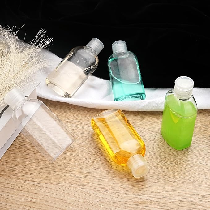 Cosywell Travel Shampoo Bottles 5pcs 3.4oz TSA Approved Travel Bottles for Toiletries Leak Proof Refillable Lotion Containers with Flip Cap Small Plastic Squeeze Bottle(Clear)