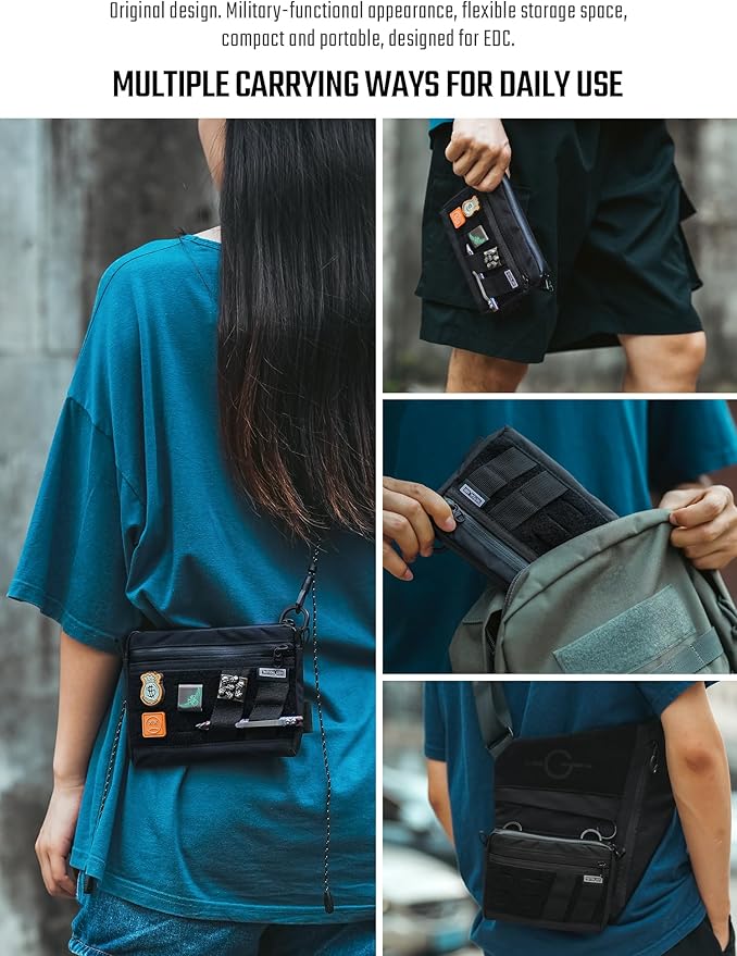 TACTICAL GEEK EDC Pouch Organizer, Nylon Multi-Functional Utility EDC Bag, Multi-Purpose Molle EDC Gadget Organizer, Multitools Pocket Organizer for Daily Carry