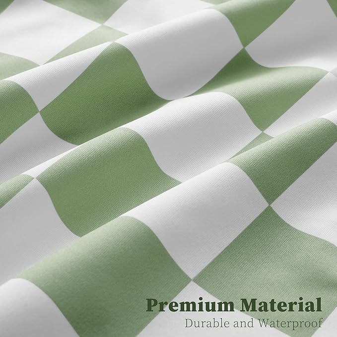 Ohocut Checkered 2 Pcs Large Travel Laundry Bags for Dirty Clothes, Aesthetic Trendy Waterproof Washable Laundry Bag with Handle for Travel, Gym, Swimming Pool Sage Green