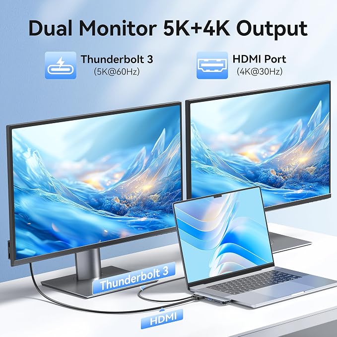 USB C Hub Adapter for MacBook Pro Air 2022 2021 2020 2019 Docking Station for MacBook M1 M2 USB C to HDMI Mac Accessories Multiport Dongle with 4K HDMI USB 3.0 SD TF Thunderbolt 3 USB-C Port Type C | USB C to HDMI MacBook Accessories Multiport Dongle w...