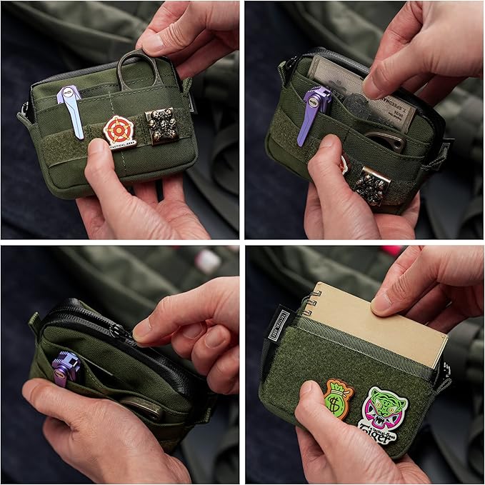 TACTICAL GEEK Storage A3 EDC Pouch Organizer, Nylon Multi-Functional Utility Small Tool Pocket, Multi-Purpose Molle EDC Gadget Storage Pouch, Nylon Compact Organizer for Daily Carry Green