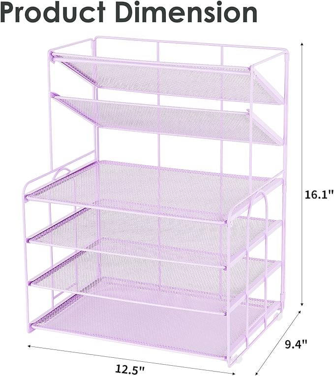 OPNICE 6-Tier Letter Tray Paper Organizer, Desk Organizers and Accessories, Desktop File Organizer, Office Desk Accessories for Office Supplies(Purple)