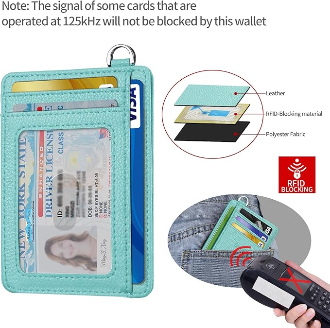 EcoVision Slim Minimalist Front Pocket Wallet, RFID Blocking Credit Card Holder Wallet with Detachable D-Shackle for Men Women
