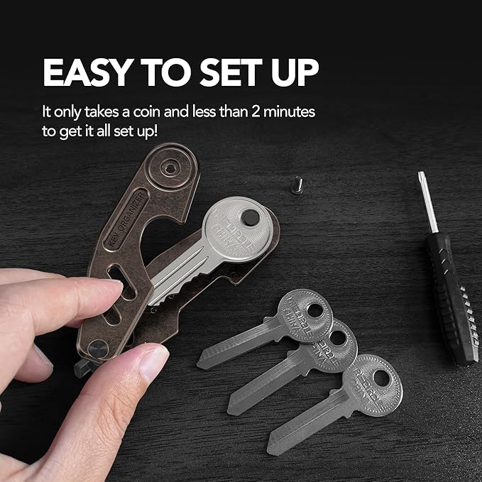 Key Organizer Compact Key Holder, Minimalist Clutter-Free EDC Smart Keychains, Metal Car Key Chain Secures 2-6 keys