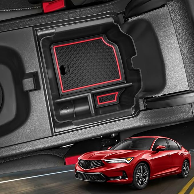 YEE PIN Integra Tray Red for 2023 2024 2025 2026 Acura Integra Center Console Organizer Console Storage Insert Tray Integra Arm Rest Organizer for Acura Integra Accessories