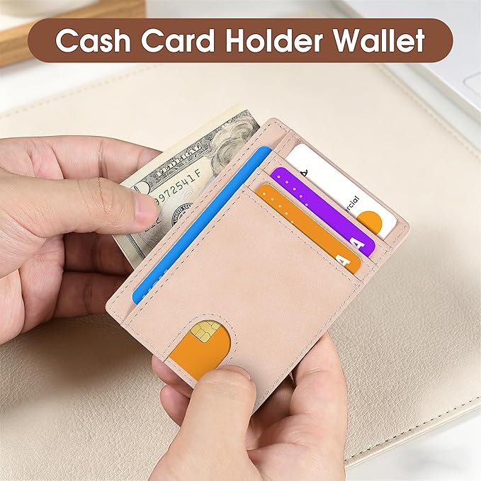 Slim Minimalist Wallet for Men,Front Pocket Wallet RFID Blocking Small Thin Credit Card Holder,ID Card Case Gift for Men and Women Pink