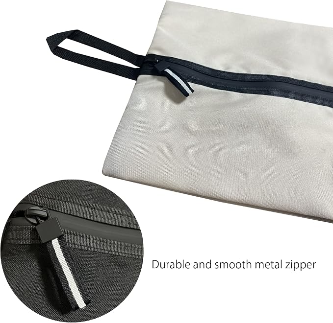 Shoe Bag for Travel, Waterproof Extra Large Shoe Storage Organizer with Handle, Multi-Functional Odor-Resistant Shoe Pouch for Gym, Soccer, Golf, Tennis Soccer Cleats Bag 16.5 x 9.8 Inches (Off white)