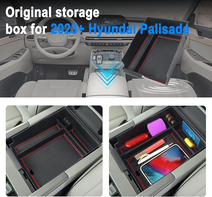 SHAOHAO for 2024 2025 Hyundai Palisade Center Console Organizer Tray for 2023 2024 2025 Hyundai Palisade Accessories SE SEL XRT Limited Calligraphy Armrest Storage Box Insert Tray Palisade 2024 2025