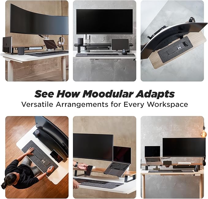 ULTRARM Moodular Add-ons Vertical Laptop Tray [Accessory Only - Requires Moodular Wooden Monitor Stand Slide Rails for Use] Black MSA-VLT