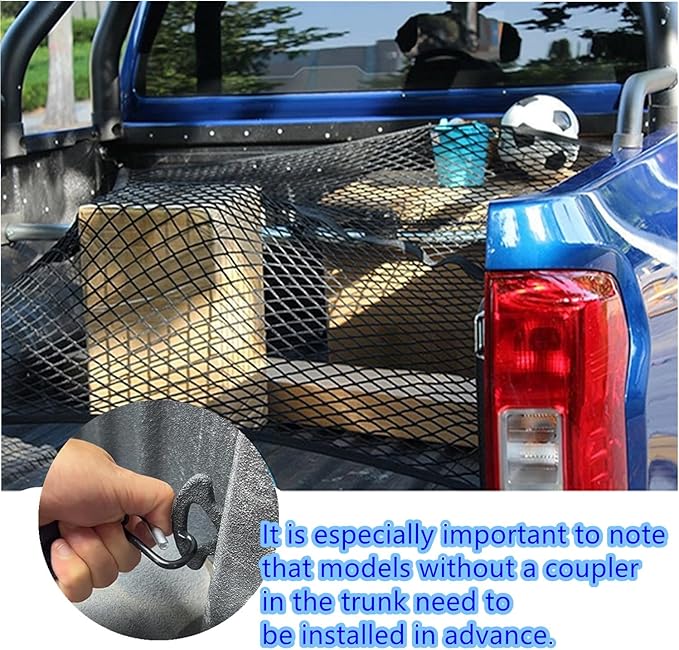 Cargo Net Suitable for Daily Light Loads of SUV Trucks,Mesh Organizer 4'x3.3' Stretches to 7'x6',Highly Elastic Truck Bed Net for Pickup Truck Bed