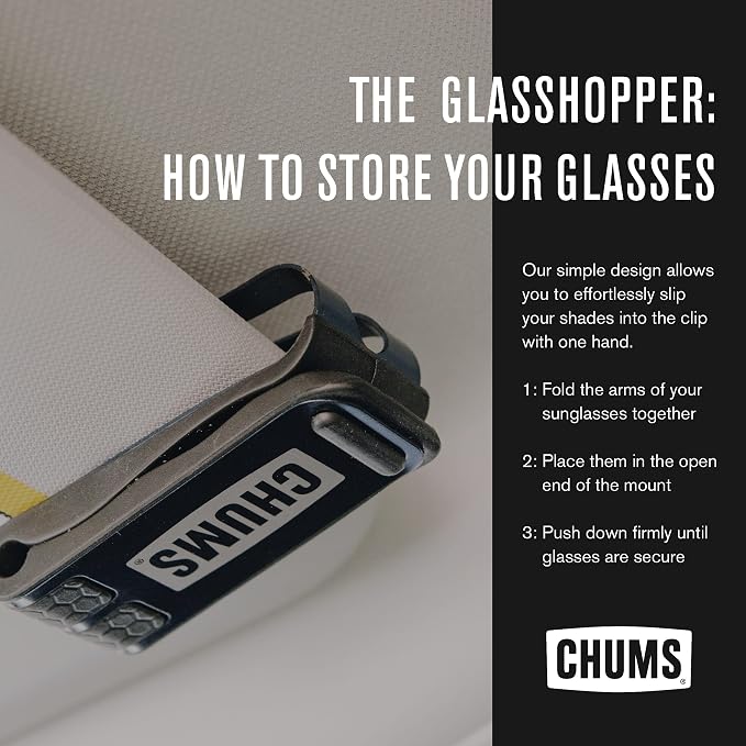 Chums Glasshopper Clip - Metal Sun Visor Glasses Holder for Vehicles - Car, Truck, or SUV Sunglasses Mount Attachment (Silver)