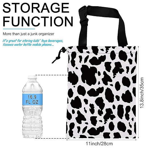 Car Trash Bag Cow Texture Car Garbage Bag Hanging Car Trash Can for Back Seat with Drawstring, Waterproof Garbage Bags for Accessories Vehicle Travelling Camping Outdoor