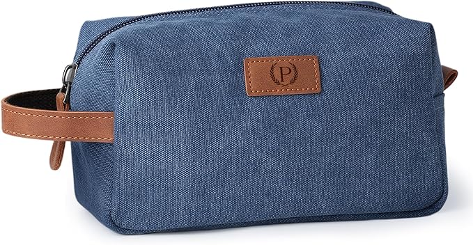 Janhavi Personalized Waterproof Make Up Bag, Engraved Initials & Wheat Ear,Travel Essentials Toiletries Men, Men's Accessories Storage, Mens Travel Bag Toiletry,Gifts for Boyfriends(Blue P)