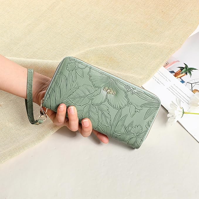 RNIEGA Wallet for Women Clutch Double Zip Around Credit Card Holder Leather Women's Wallet Large Capacity