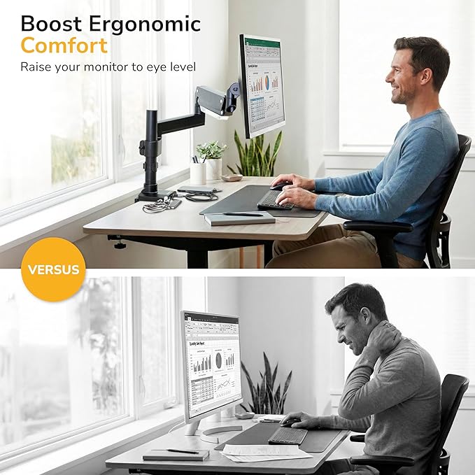 Mount-It! Ultrawide Monitor Arm, Heavy-Duty Gas Spring Desk Mount for 17??5??Curved Screens up to 33 lbs, Full Motion Height Adjustable Monitor Arm with USB 3.0 & Audio Ports, VESA 75/100/200