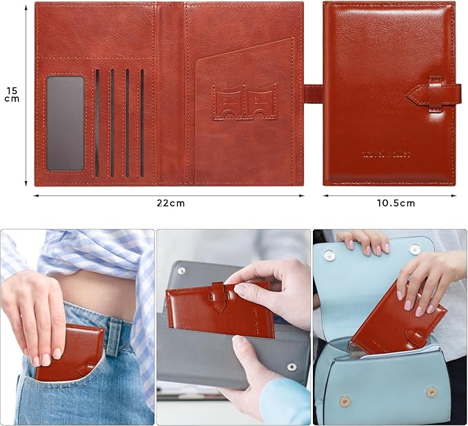 Passport Holder for Travel Essentials, Passport Wallet Cover Card holder Case for Travel Must Haves Accessories, Passport Book Holders for Women and Men, Dark Brown