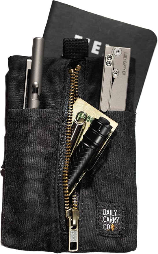EDC Canvas Pouch (EDC Canvas Pouch, Pocket Organizer, Mighty Pouch for Men, EDC Bags with Velcro, Small Tool Pouch, Utility Pouch for Multitools, Waxed Compact Organizer