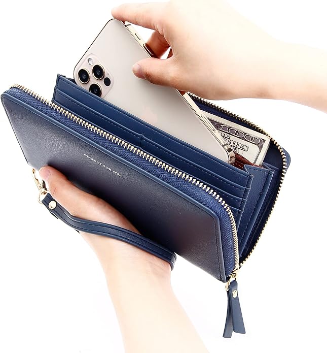 GEEAD Custom Design Wristlet Wallets for Women PU Leather RFID Blocking Wallet