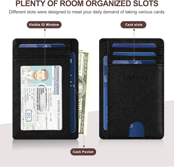 Front pocket thin wallet for Men Women RFID Blocking Credit Card Holder Card Cases Slim Minimalist wallet with Gift Box (1, Cross Black)