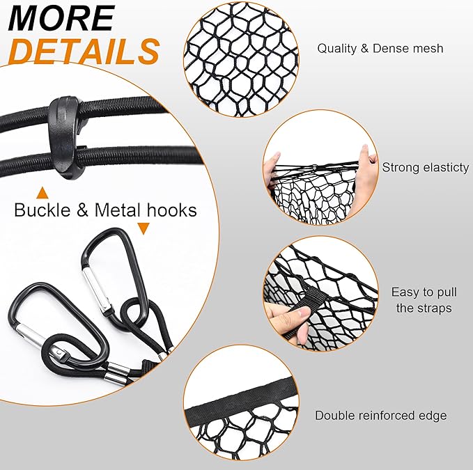 Envelope Style Truck Bed Cargo Net Compatible with GMC Sierra 1500 & Chevy Silverado 1500 2013-2024,Highly Elastic Truck Cargo Net for Silverado Accessories, Upgraded Storage Bag & 4.5mm Bungee