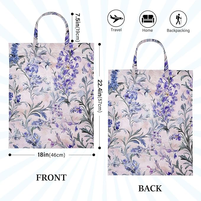 Travel Laundry Bags 2 PC Wet Dry Bag with Handle Dirty Clothes Organizer for Swimsuits Beach Camping Waterproof Washable Lavender and Silver Leaf Pink