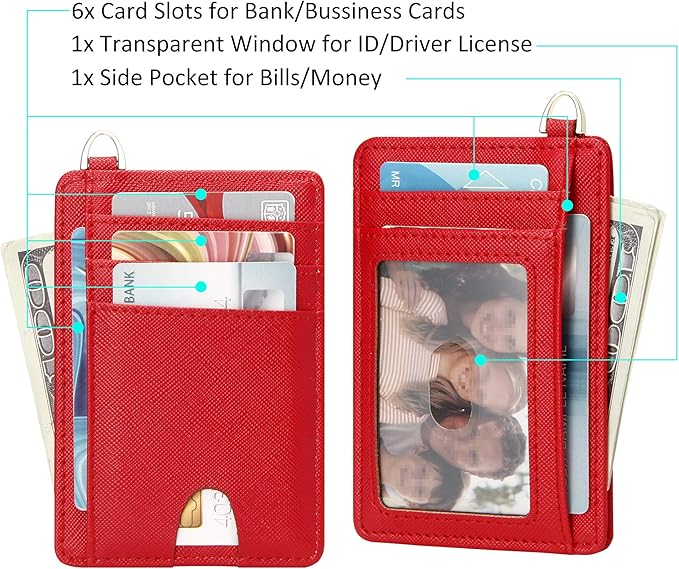 GEEAD Red Slim Minimalist Front Pocket RFID Blocking Card Holder Wallets for Men & Women
